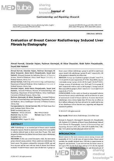Ocena wpływu radioterapii z powodu raka piersi na włóknienie wątroby