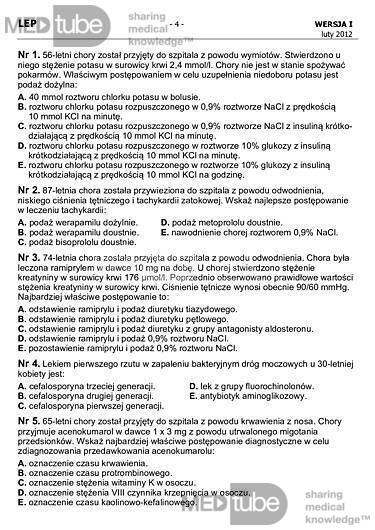 Lekarski Egzamin Państwowy 2012r. wersja 1