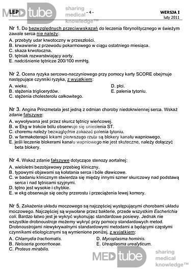 Lekarski Egzamin Państwowy 2011r. wersja 1