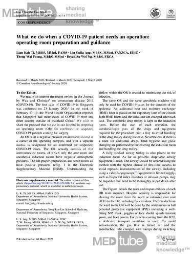 Leczenie operacyjne u pacjenta chorego na COVID-19