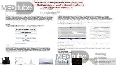 Zastosowanie sekwencjonowania metodą Sangera do weryfikacji zmian patogennych w diagnostyce zaburzeń hematologicznych metodą NGS