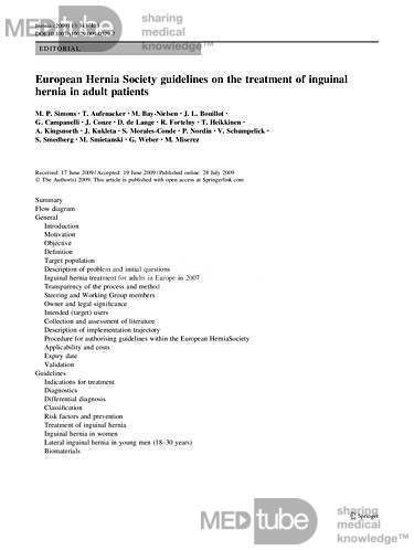 Leczenie przepuklin pachwinowych u dorosłych pacjentów - wytyczne Europejskiego Towarzystwa Przepuklinowego