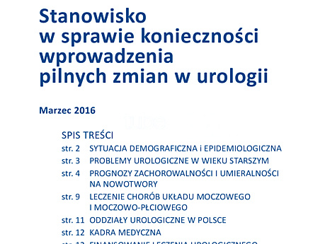 Stanowisko w sprawie konieczności wprowadzenia pilnych zmian w urologii