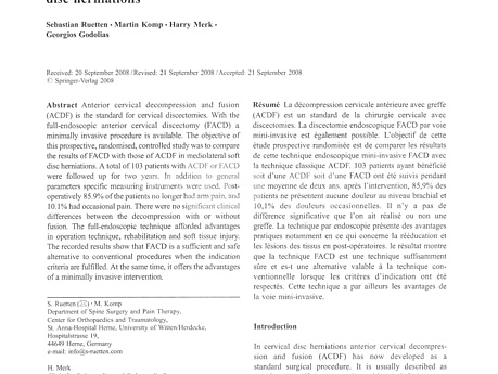 Full Endoscopic Anterior Decopmpression vs Conventional