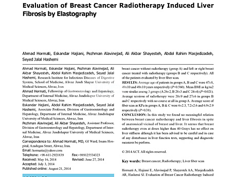 Ocena wpływu radioterapii z powodu raka piersi na włóknienie wątroby