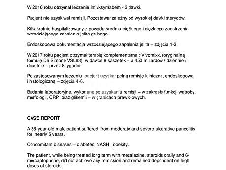 Opis przypadku remisji wrzodziejącego zapalenia jelita grubego po zastosowaniu terapii komplementarnej