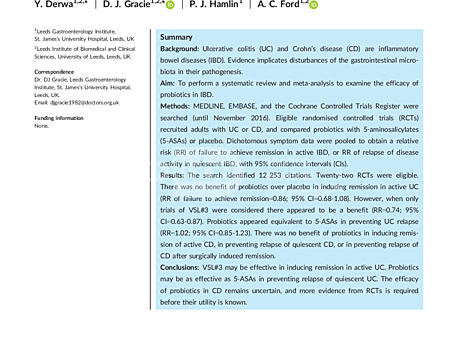 Systematic review with meta-analysis - the efficacy of probiotics in inflammatory bowel disease